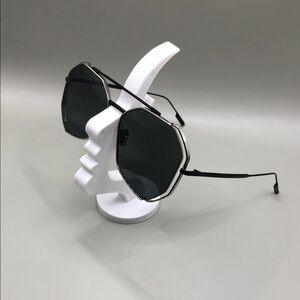 Verso Eyewear Blaze Silver Geometric Sunglasses w Cutouts 55-15-145